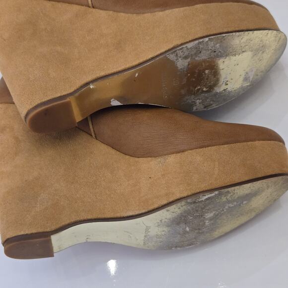 Stella McCartney Beige Leather Brown Wedge Ankle Boot Size 39 - Picture 12 of 12